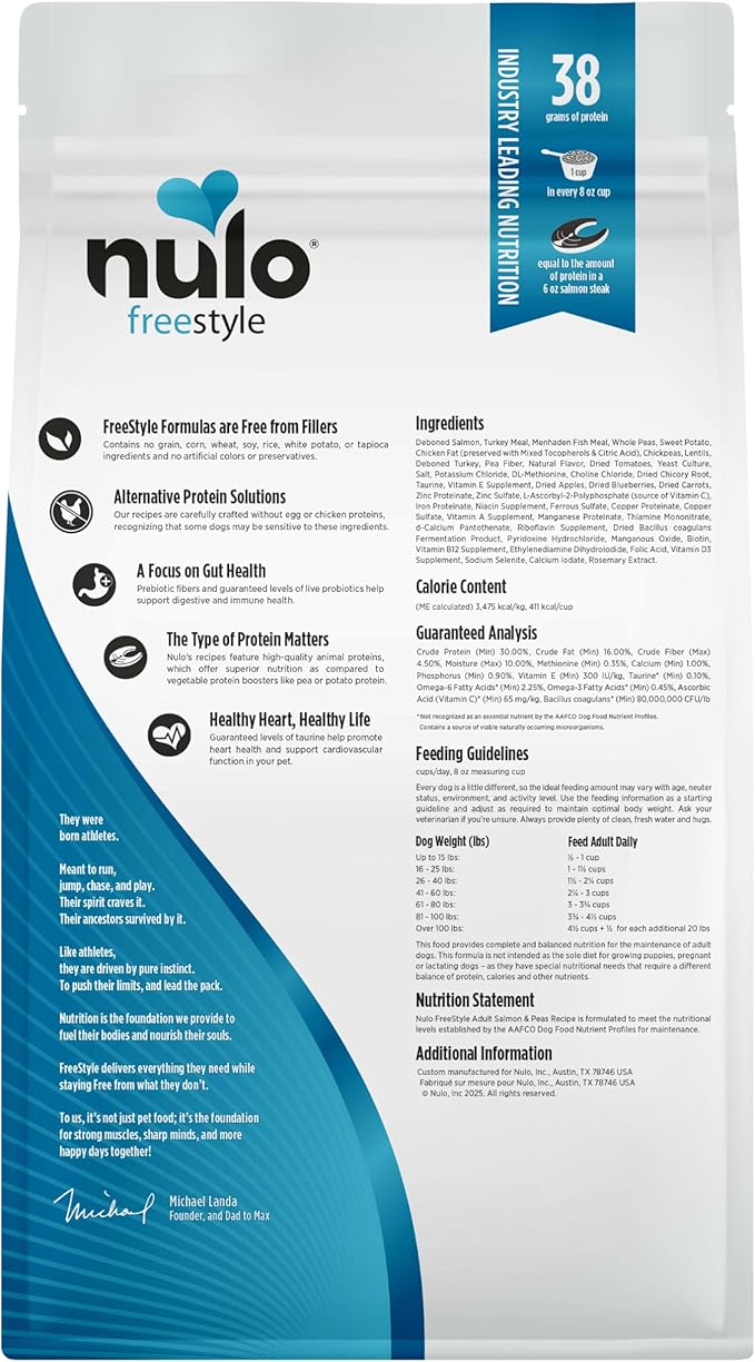 Nulo Freestyle Adult Dog Food, Premium All Natural Grain-Free Dry Small Kibble Dog Food, with BC30 Probiotic for Healthy Digestion, and High Animal-Based Protein with no Chicken or Egg Alternatives