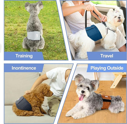 5 Pack Dog Diapers Male Reusable, Premium Belly Bands for Dogs, High Absorbing Male Dog Pee Wraps for Doggie in Incontinence or Excitable Urination and Training Gray L
