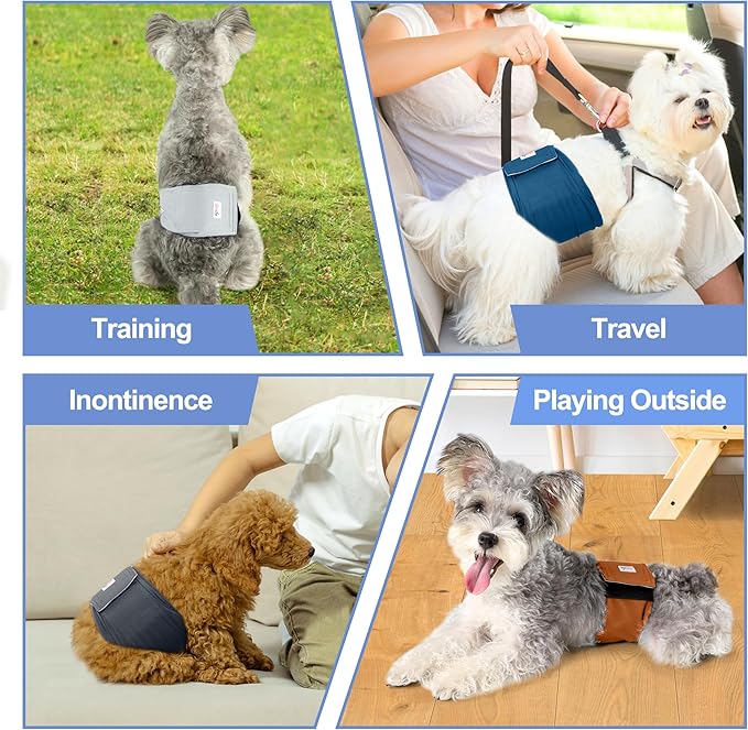 5 Pack Dog Diapers Male Reusable, Premium Belly Bands for Male Dogs, High Absorbing Dog Pee Wraps for Doggie in Incontinence and Training Gray XXL