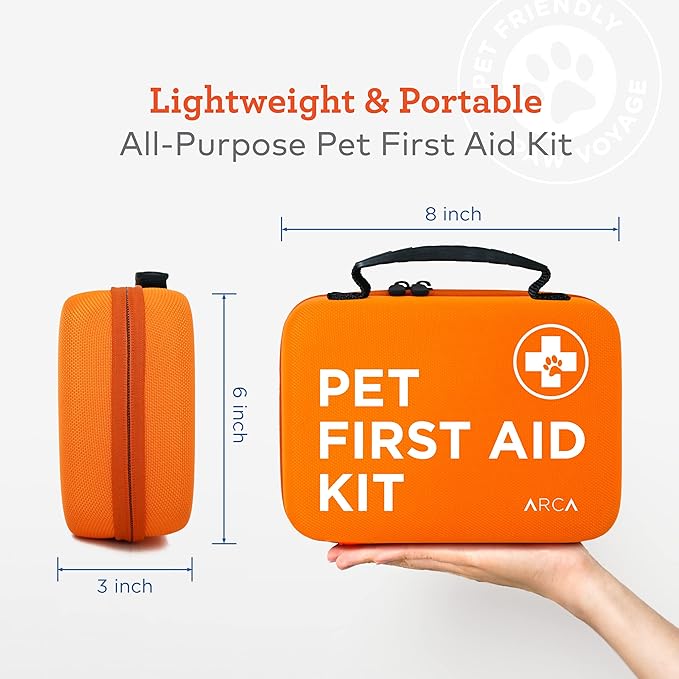 ARCA PET First Aid Kit 3 Piece Set - Each for Home, Car & Travel. Dog First Aid Kit with Thermometer, Tick Remover Kit & Many More