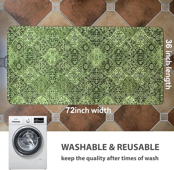 nunubaby Washable Pee Pads for Dogs, Stylish, Non-Slip and Leak-Proof Pee Pads. Reusable Potty Pads for Dogs for Crates and Floors.(Green/Multi, 36" x72" )