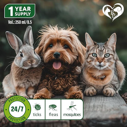 Natural Flea and Tick Home Spray for Dogs, Cats & Ferret - Mosquito, Bug Repellent & Carpet Flea Killer - Pet Pest Control & House Flea Treatment Indoor - Organic Prevention for Safe