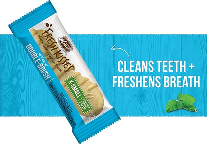 Merrick Fresh Kisses Natural Dental Chews Toothbrush Treat Shape Infused with Real Mint for Tiny Dogs 5-15 Lbs - 20 ct. Bag (Pack of 2)