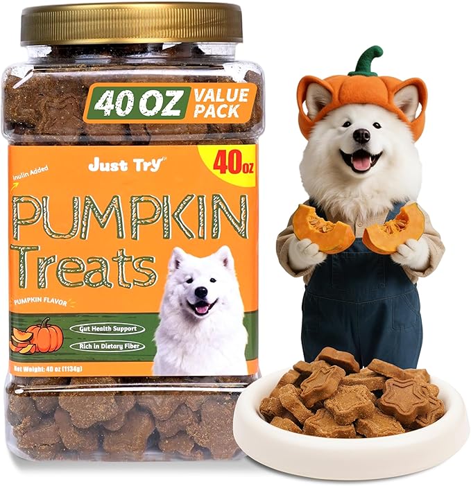 Just Try 40 OZ Pumpkin Dog Treats Biscuits Digestive Support Gut Health Training Treats Healthy Dog Treats