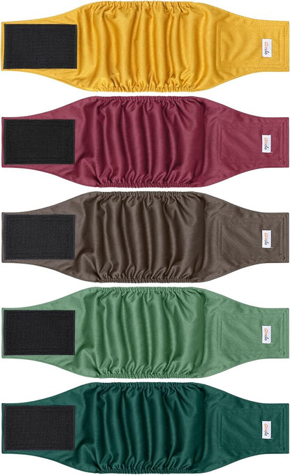 5 Pack Dog Diapers Male Reusable, Premium Belly Bands for Dogs, High Absorbing Male Dog Pee Wraps for Doggie in Incontinence or Excitable Urination Red XL