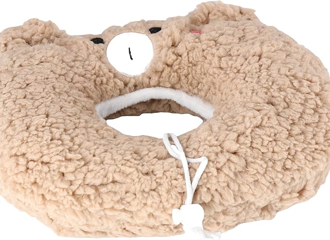 Leadigol Pet Cat Recovery Collar Soft Dog Cone Collar Anti-Lick Bear Shape Collar Plush Comfortable Wound Healing Protective Cat Collar,Neck:1.38in-3.15in