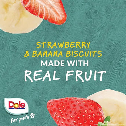 Dole for Pets Dog Biscuits Assorted Banana + Strawberry Mix, Real Fruit Flavor Vegan Crunchy Treats, No Wheat Corn Soy or Artificial Additives, Bite Size Training Snacks for Dogs, 7 Oz - 2 Pack