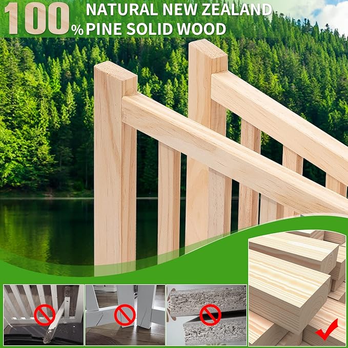 YOCAN Paint-Free Wooden Freestanding Dog Gates for The House,Doorways, Stairs,Wood Dog Fences Indoor Pet Gate,Step Over Fence-3 Panels L:69" H:16.9"