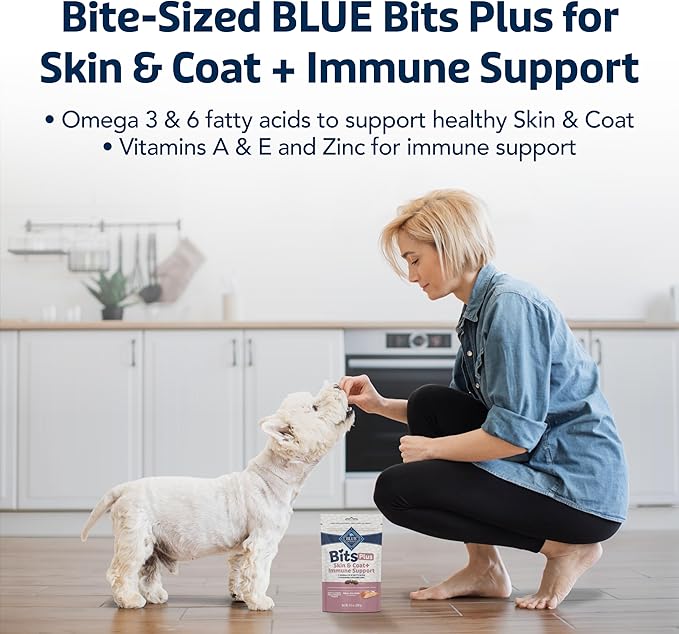 Blue Buffalo Blue Bits Plus Skin & Coat and Immune Support Dog Treats, Salmon, 9.5-oz. Bag (Pack of 2)