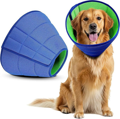 Soft Dog Cone Collar Alternative for Dogs – Adjustable Lightweight E-Collar for Recovery – Comfortable, Breathable Pet Cone to Stop Licking & Scratching After Surgery (Mesh Cloth - Blue, M (30-35cm))