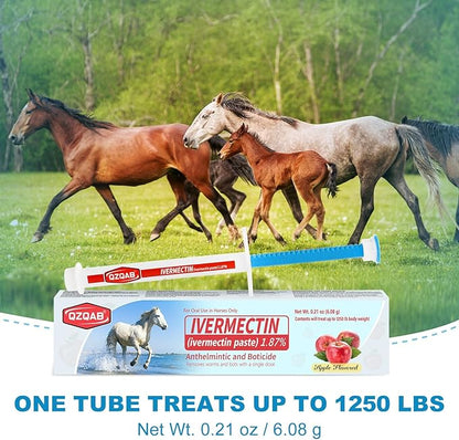 Ivermectin Horse Paste Dewormer , Horse Wormer Paste, Apple Flavor, 0.21 Ounces, 6 Pack