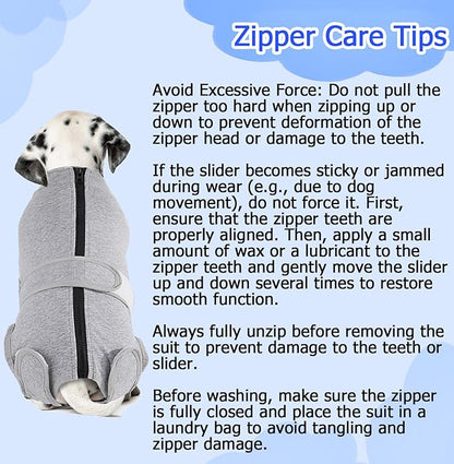 Lukovee Recovery Suit for Dogs, Zipper On Recovery Suit for Female Male Dog, Onesie Abdominal Wounds Cone E-Collar Alternative Prevent Licking Spay Recovery Suit (Large, Gy)