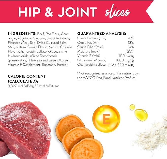 Dogswell Hip & Joint Slices Functional Dog Treats, Beef 8 oz. Bag