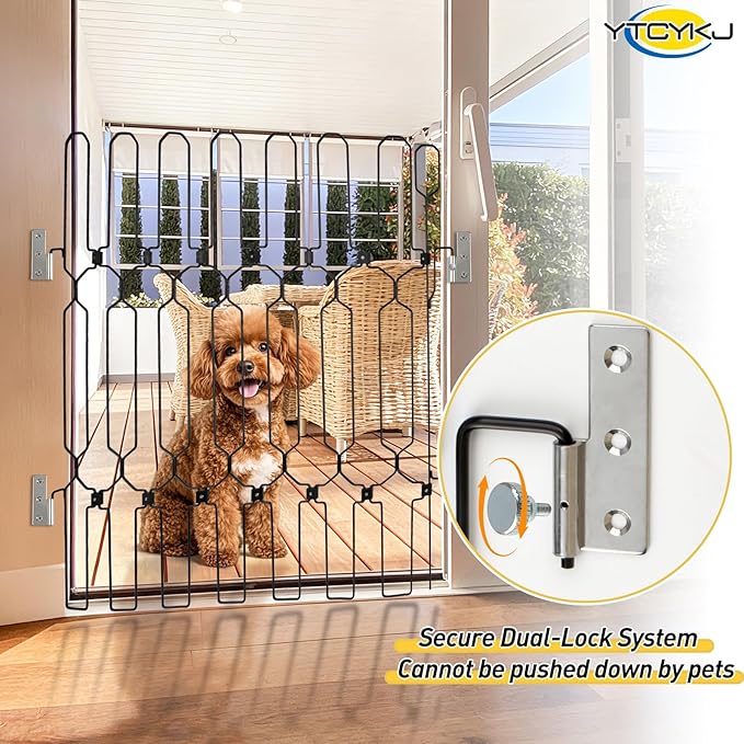 Retractable Pet Gate for Front Door - 35.4" Extra Wide, 30.7" Tall Heavy Duty Metal Retractable Door Barrier, Easy Install Safety Dog Gate for Front Door, RVs to Prevent Dogs from Dashing Out