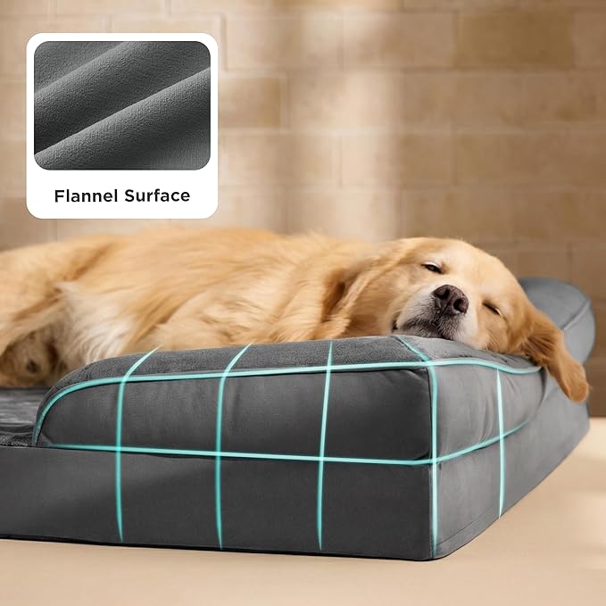 Bedsure XXL Orthopedic Dog Bed for Extra Large Dogs - Washable Giant Dog Cat Bed Waterproof, Comfort Dogs Couch Sofa with Washable Removable Cover, Pet Bed with Nonskid Bottom, Dark Grey, 52"