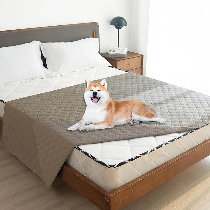gogobunny 3X Stronger Waterproof Pet Blanket, Scratch Proof Furniture Protector for Dogs Cats, Reversible Cover 82x120 Inch, Dark Stone