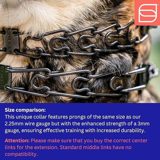 Herm Sprenger Black Stainless Steel Dog Collar with Short Links and Quick Release ClicLock Buckle Made in Germany (20in x 3.0mm (Neck Size up to 16-17in)