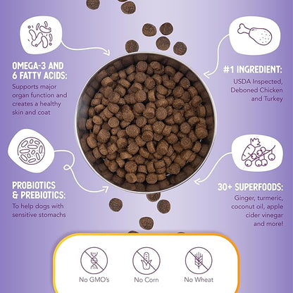 Health Extension Grain Free Chicken & Turkey Dry Dog Food - 30+ Superfoods and Probiotics for All Life Stages (4 lb)