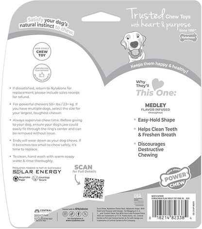Nylabone Textured Ring Power Chew Toy for Large Dogs, Durable Dog Toys for Aggressive Chewers, Strong Dog Chew Bones To Keep Them Busy, Flavor Medley, X-Large - 50+ lbs, 1 Count