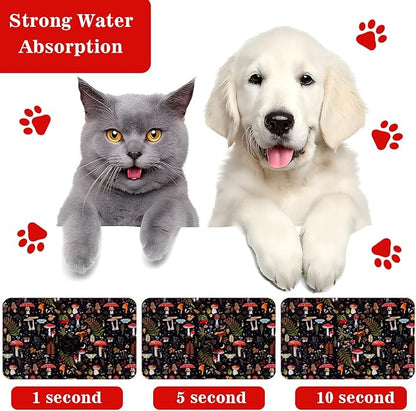 Dog Food Mats for Floors Waterproof Mat for Cat Food and Water Bowls - Absorbent Quick Dry Non Slip Mat for Pet Feeding