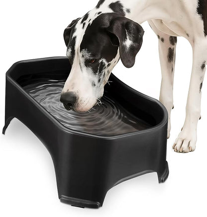 Neater Pet Brands Extra Large Water Bowl for Dogs, Outdoor Dog Water Bowl (2.25 Gallon XL Capacity), Big Trough Style Food Dish for Indoors or Outside, No Spill Large Dog Bowls, Midnight Black
