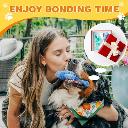 BoYoYo Tough Dog Toys for Aggressive Chewers 2 Pack, Indestructible Dog Toys to Keep Them Busy, Beef Flavor, Nylon Dog Chew Toys for Small, Medium and Large Dogs, Blue & Green