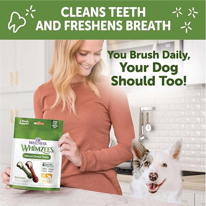 Whimzees Wellness Daily Brushzees Dog Dental Treats, Natural Chews, Medium Size Stick, (7 Count) (Pack of 2)