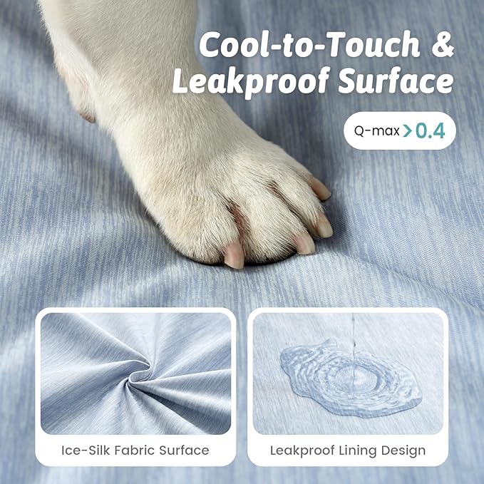 Cooling Dog Bed for Extra Large Dogs 44x32 inch, Q-Max >0.4 Summer Cool Orthopedic Foam Pet Sofa Bed with Sides, XL Size Bolster Anti-Slip Couch with Washable Removable Cover, Blue