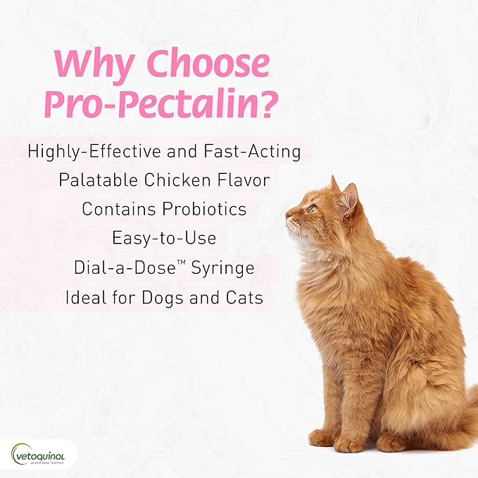 Pro-Pectalin Oral Paste for Dogs & Cats, Helps Relieve Occasional Diarrhea in Cats and Dogs, Situational Diarrhea Relief with Kaolin and Pectin, Contains Beneficial Probiotic Bacteria, 15cc