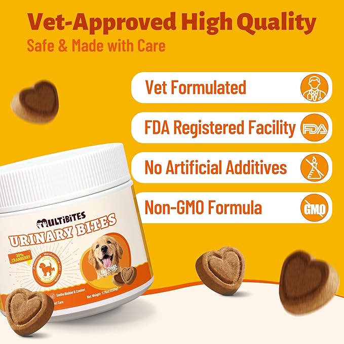 Urinary Tract Supplement for Dogs - Cranberry Supplement with Cranberry, D Mannose, Marshmallow Root & Blueberry for Bladder Control & Kidney Health for Dogs - Chicken Flavor 7.76oz