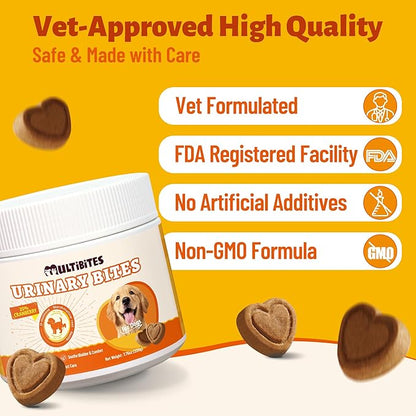 Urinary Tract Supplement for Dogs - Cranberry Supplement with Cranberry, D Mannose, Marshmallow Root & Blueberry for Bladder Control & Kidney Health for Dogs - Chicken Flavor 7.76oz