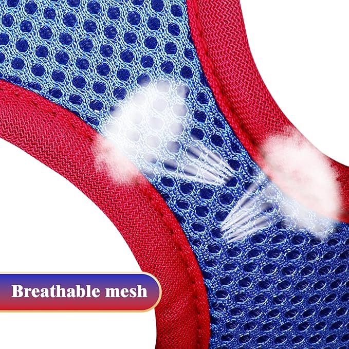 YIMEIS Dog Harness and Leash Set, No Pull Soft Mesh Pet Harness, Reflective Adjustable Puppy Vest for Small Medium Large Dogs, Cats (Red & Blue, Small (Pack of 1)