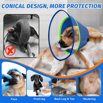 Dog Cone Collar with Soft Liner to Stop Licking, Elizabeth Recovery Collar After Surgery for Large Medium Dogs, Comfortable Pet Head Cone Alternative for Neutering Spay Injury (XS)