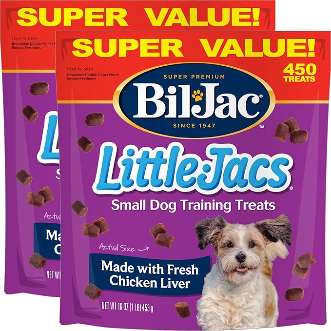 Bil-Jac Little Jacs Small Dog Training Treats, Chicken Flavor, Made with Chicken Liver, 16oz (2-Pack)