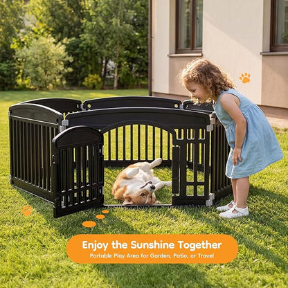 NEWBULIG Dog Playpen 6-Panel, 24IN Puppy Playpen, Stable Dog Play Pen Indoors/Outdoor with Secure Locking Door, Plastic Pet Fence for Small & Medium Dogs