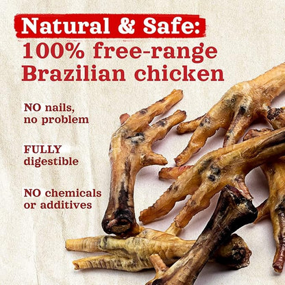 Natural Farm Nail-Free Chicken Feet Dog Treats (40 Pack), 100% Free-Range Air Dried Chicken Feet, No Nails, Fully Digestible, High Protein, Low Calorie, Joint Support, Single Ingredient