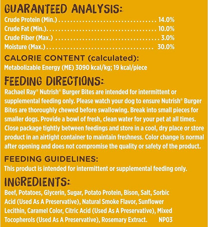Nutrish Burger Bites Beef Recipe with Bison Premium Dog Treats, 12 oz. Pouch (Rachael Ray) (Pack of 2)