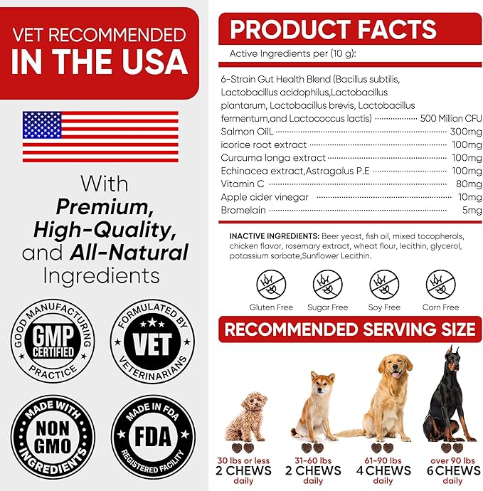 Dog Allergy Chews, Allergy Relief & Itch Relief for Dogs,Probiotics for Dogs,Seasonal Allergy Relief Immune Support,Itchy Skin and Itchy Ear(Premium Pack)