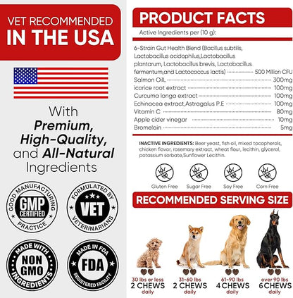 Dog Allergy Chews, Allergy Relief & Itch Relief for Dogs,Probiotics for Dogs,Seasonal Allergy Relief Immune Support,Itchy Skin and Itchy Ear(Premium Pack)