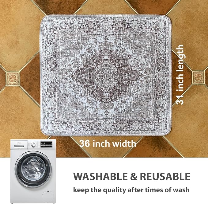 nunubaby Washable Pee Pads for Dogs, Stylish, Non-Slip and Leak-Proof Pee Pads. Reusable Potty Pads for Dogs for Crates and Floors.(Brown/Geo, 31" x36" )
