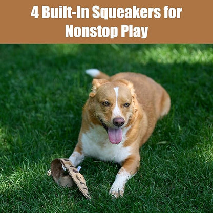 SPOT Skinneeez Leather Snake – 25in Stuffing-Free Dog Toy with Real Leather & 4 Squeakers, Durable Tug Toy for Light to Moderate Chewers, Great for Medium & Large Dogs
