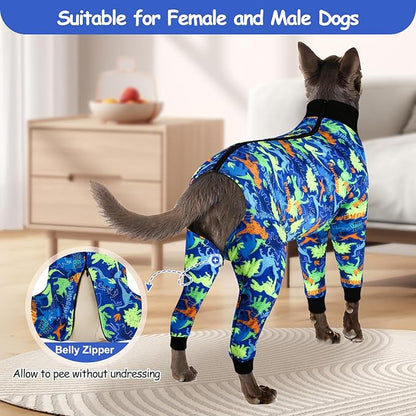Etdane Dog Surgery Suit Recovery Suit for Dogs Female Spay, Male Neuter Dog Onesie After Surgery Surgical Bodysuits Anti Shedding Suit Dinosaurs/XS