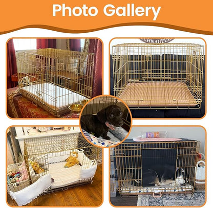 HOMEY PET 24" Gold Color Folding Design Dog Crate Puppy Ertra Small Breed Dog Kennels with Removable Floor Grid and Pull Out Tray, Dog Cage Copper Gold Finish