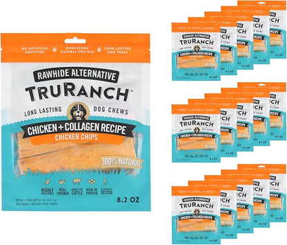 TRURANCH Collagen Chips - Collagen Dog Treats - Long Lasting Healthy Joint Support - Rawhide Alternative Chips - Skin & Coat Health - Made with Real Chicken, Value Pack, 15 Bags, 7.5 lbs