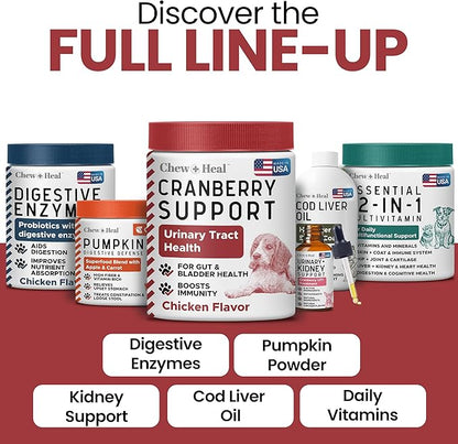 Dog UTI Treatment Cranberry Supplement for Dogs, 120 Soft Chews - Natural Urinary Tract Infection Support and Healthy Bladder Control – Made with Echinacea and Vitamin C