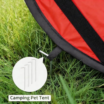 36 Inch Foldable Dog Crate for Mediun Dogs - Portable Travel Kennel with Mesh Windows & Waterproof Cover - Indoor Outdoor Pop-Up Dog Cage for Car, Camping (Red)