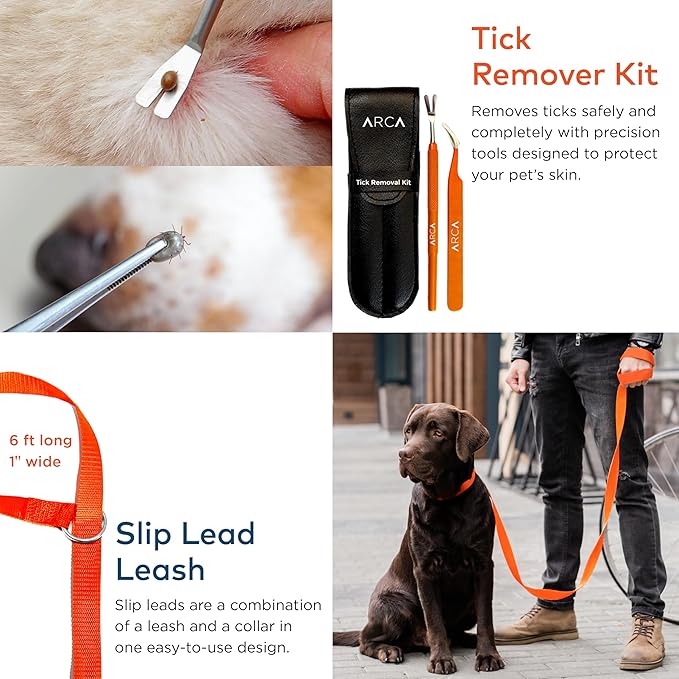 ARCA PET Cat & Dog First Aid Kit - High Visibility Reflective Zipper with Fluorescent Letter Print - 100 pcs with Dog Thermometer, Tick Remover Kit & Pet First Aid Kit Manual Book