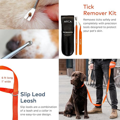 ARCA PET Cat & Dog First Aid Kit - High Visibility Reflective Zipper with Fluorescent Letter Print - 100 pcs with Dog Thermometer, Tick Remover Kit & Pet First Aid Kit Manual Book