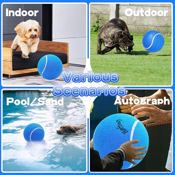 Banfeng Big Tennis Ball for Dogs, Giant Dog Tennis Ball Toy Large Outdoor Sports Gift for Small Medium Large Dog (Blue, 9.5 inch)