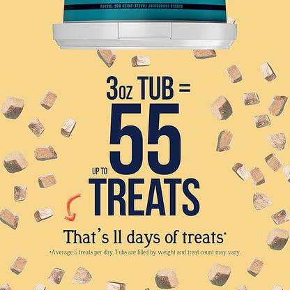 Stewart 100% Chicken Breast Dog Treats, 3 oz Tub, ~55 Pieces, Freeze Dried Raw, Single Ingredient, 74% Protein Training Treats or Meal Topper, Grain Free, Gluten Free